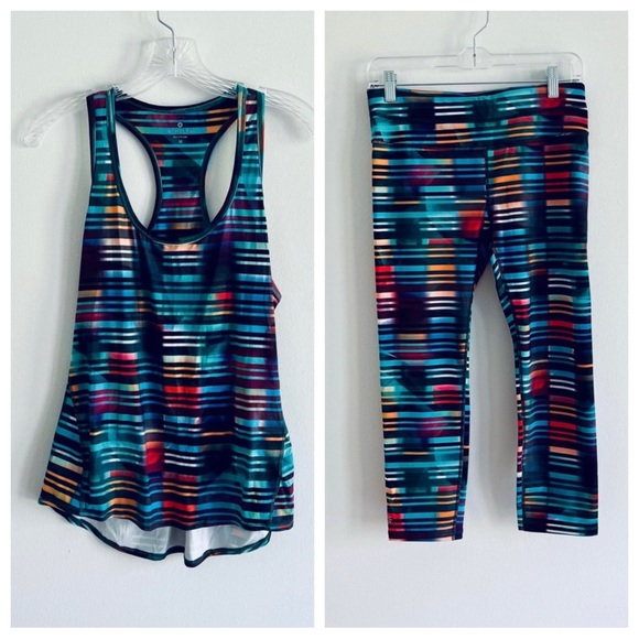 Athleta Other - Athleta Multicolor Racerback & Cropped Legging Workout Set NWOT